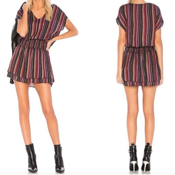 NEW Rails Lucca Linen Vertical Brava Stripe Striped Smocked Waist Mini Dress Med - Picture 1 of 12